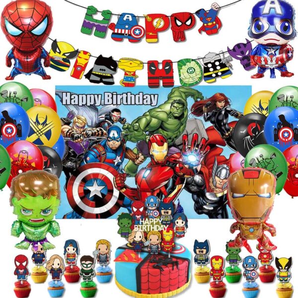 Set Decorativo para cumpleaños con Telón Avengers