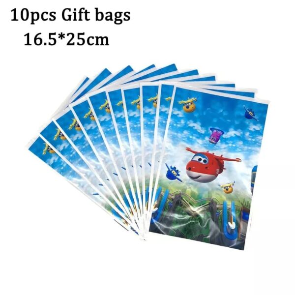 Bolsas Dulceras 10 Unidades para Cumpleaños Aviones (Super Wings)