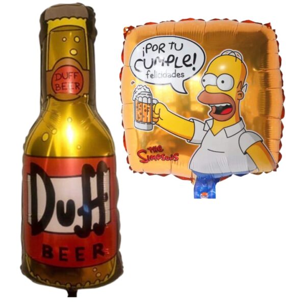Set de Globos Aluminio Homero Simpsons y Cerveza Duff 2 piezas