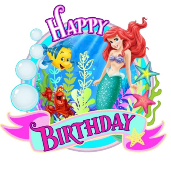 Topper Decorativo para torta de Cumpleaños Sirenita ( Ariel) - Imagen 2