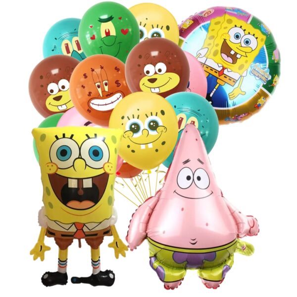 Set Globos Aluminio + látex Cumpleaños Bob Esponja