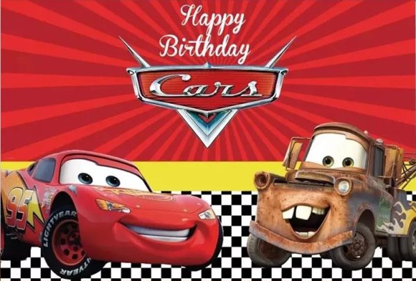 Fondo Telón Decorativo para Cumpleaños y Fotografía Cars 150cm x 100cm modelo 2