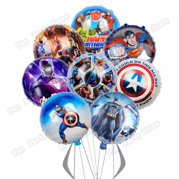 Pack de Globos aluminio 8 piezas redondos Decorativo para Cumpleaños Avengers