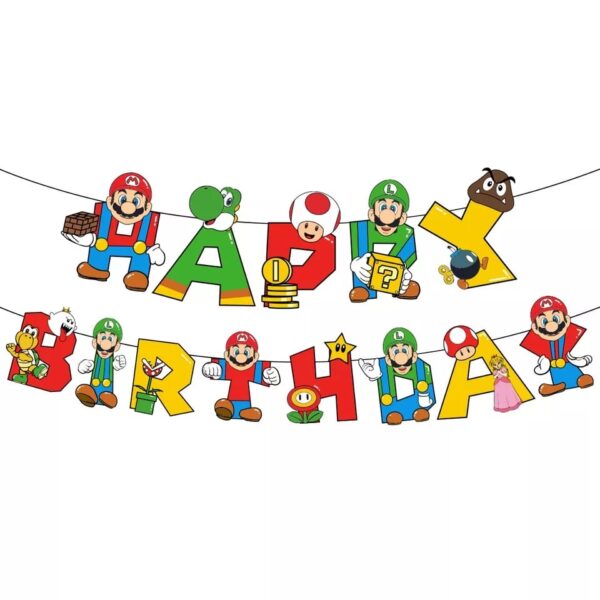 Banderín/ Guirnalda Decorativo para Cumpleaños Mario Bros - Imagen 2