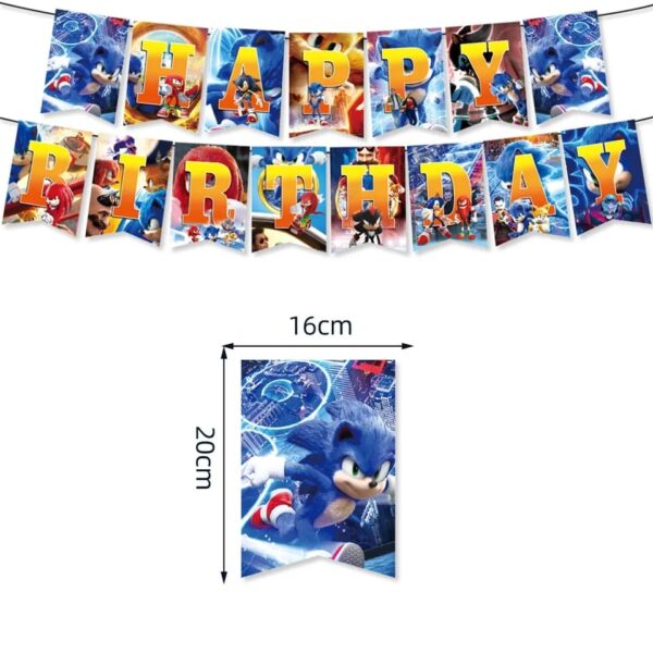 Banderín/Guirnalda Decorativo para Cumpleaños Sonic
