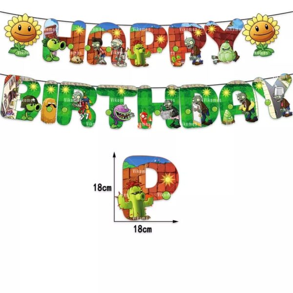 Banderín / Guirnalda Decorativa para Cumpleaños Plantas vs Zombies