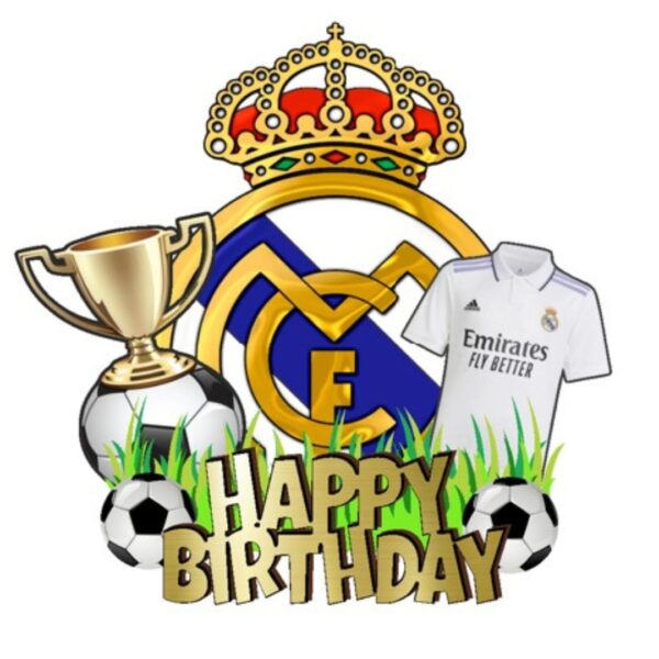 Topper Decorativo para Torta de Cumpleaños Real Madrid