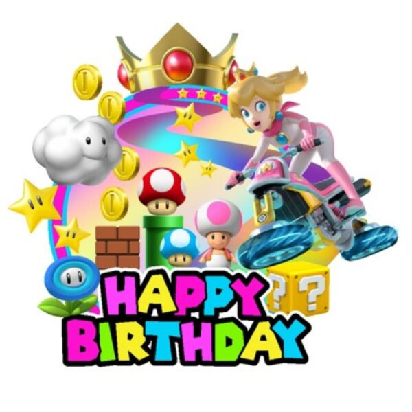 Topper Decorativo para Torta de Cumpleaños Princesa Peach (Mario Bros)