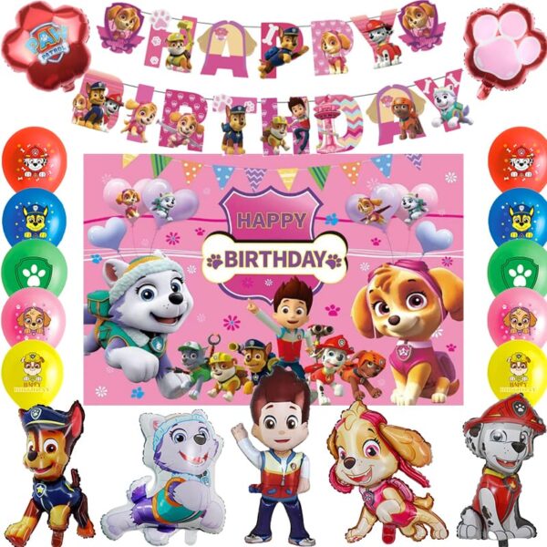 Set Globos Decorativo con Telón color rosado Paw Patrol