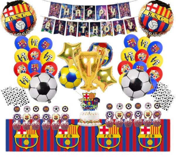 Set decoración Globos + Mantel Futbol Equipo Barcelona