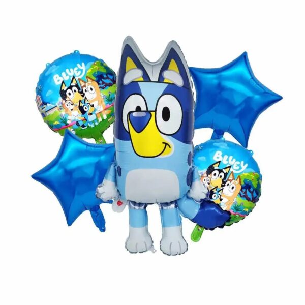 Set Globos Aluminio 5 piezas Bluey y Bingo modelo 2