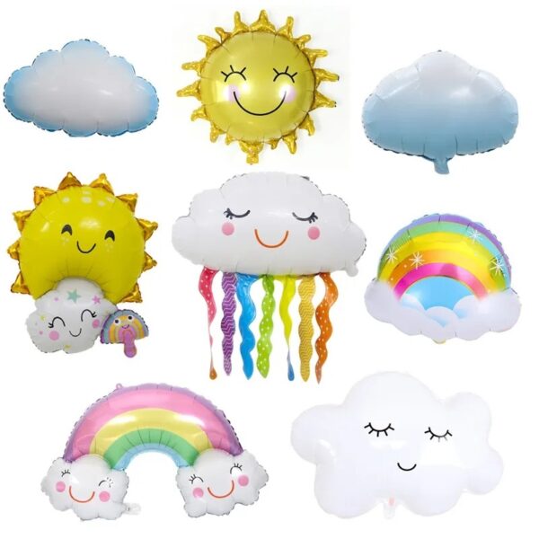 Set Globos Decorativos Nubes, Sol, Arcoíris 8 pzas