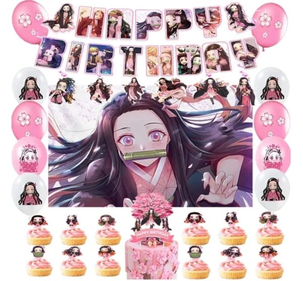 Set Decorativo + Fondo Telón Nezuko