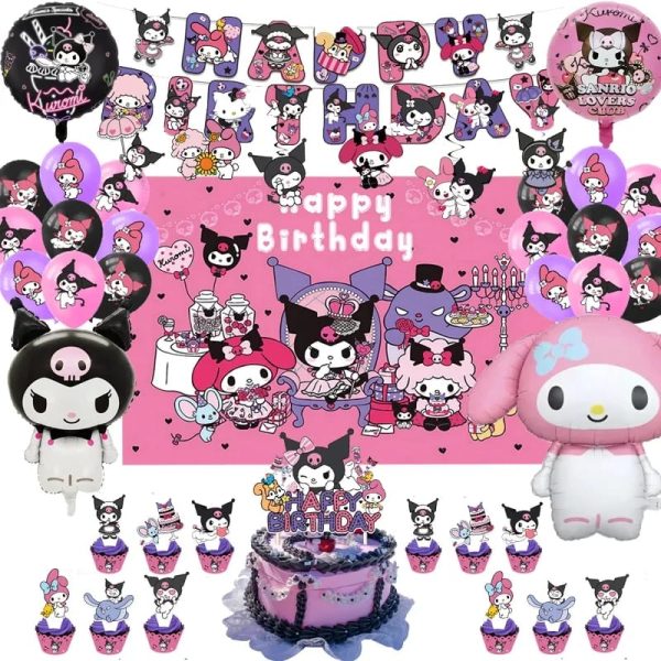 Set Decorativo con Fondo Telón  para Cumpleaños Kuromi