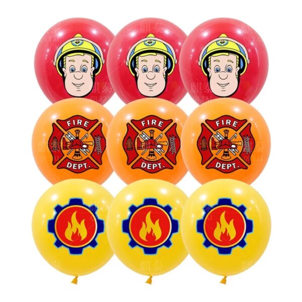 Pack 12 Globos Látex Sam El Bombero - Imagen 2