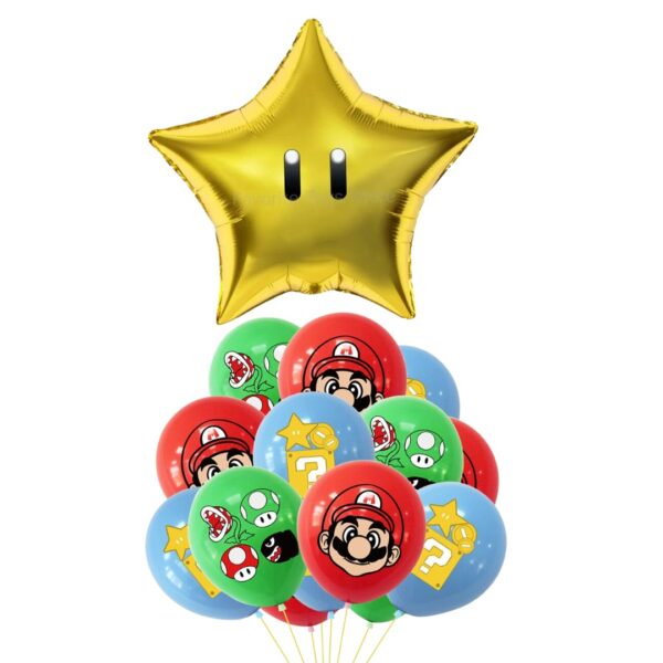 Set 12 Globos Látex + 1 Aluminio Mario Bros