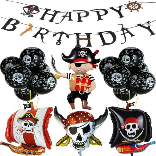 Set Globos Decorativo + Banderín Piratas