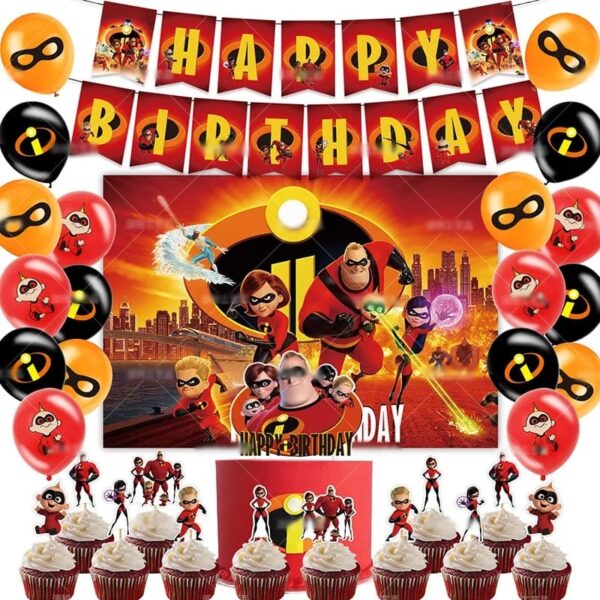 Set Globos Decorativo + Telón Los Increíbles