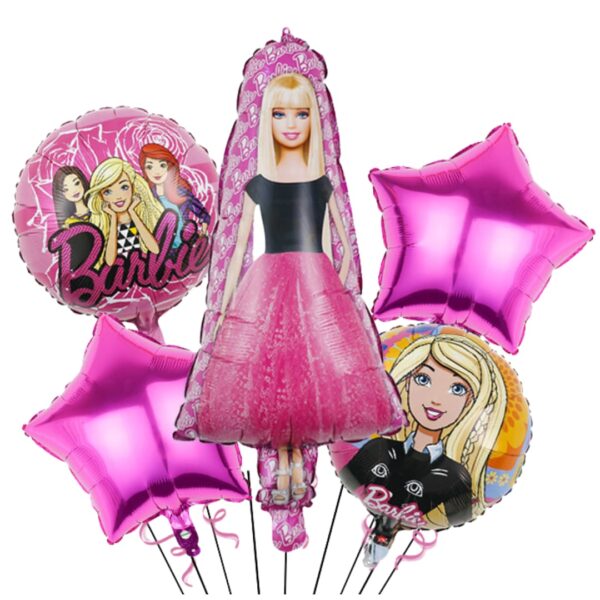 Set Globos Aluminio 5 piezas Barbie