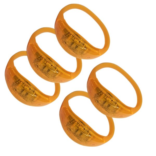Pulseras Fluorescente Led, control sonido color naranja (pack 5 und)
