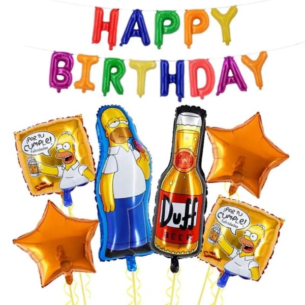 Set Globos Decorativo + Banderín Homero Simpson mod 2