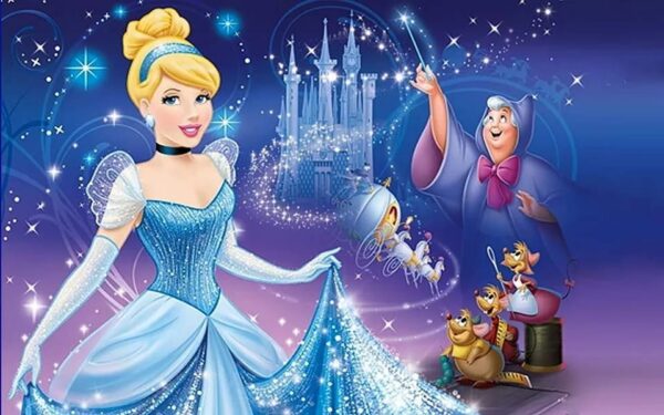 Fondo Telón Decorativo para Cumpleaños La Cenicienta (Princesas Disney) 150cm x 100cm