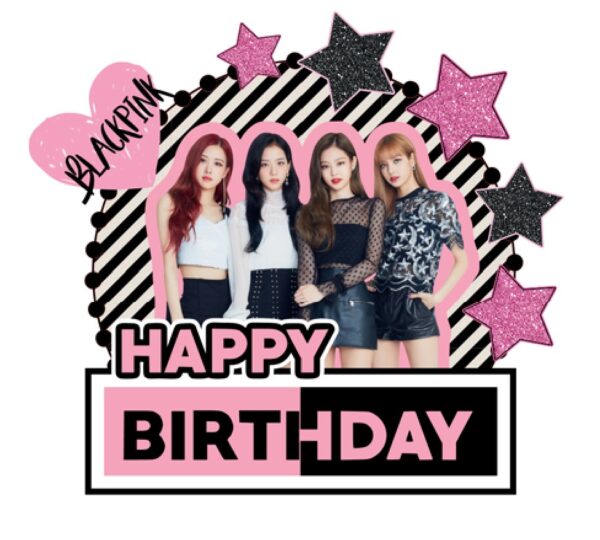 Topper para torta Cumpleaños Black Pink