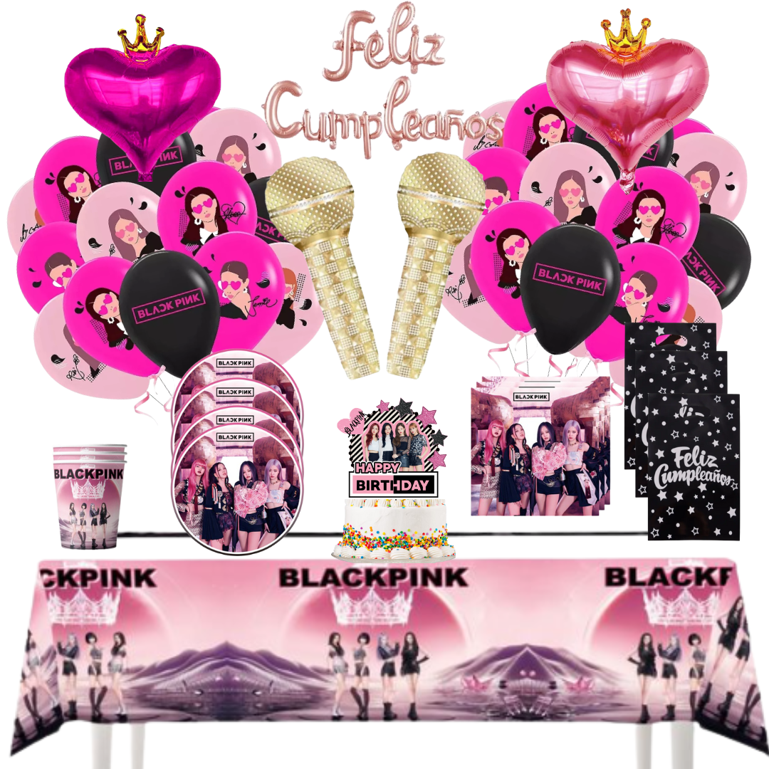 Globos Cotillón Decorativo Cumpleaños Black Pink