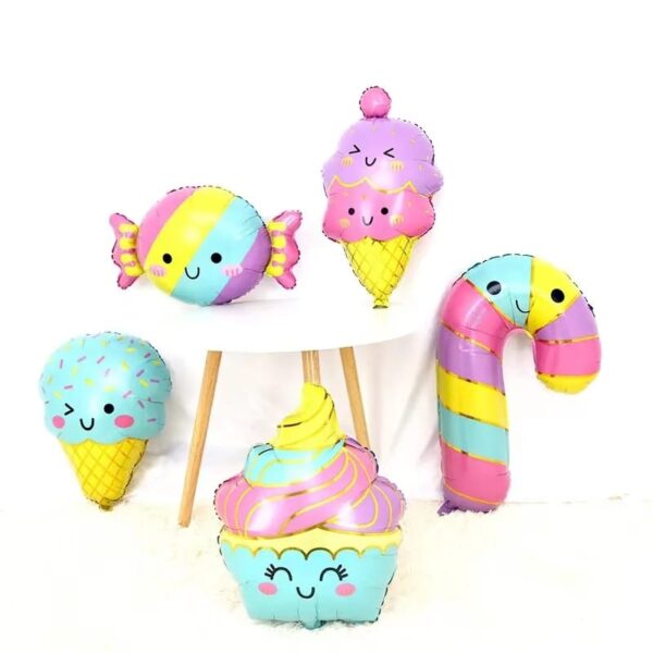 Set Globos Aluminio Decorativo Helado Pastelito 5pzas