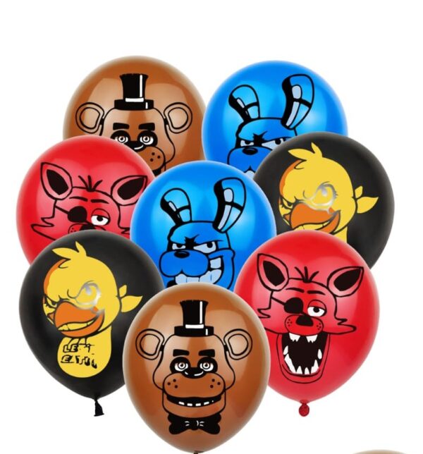 Pack 12 Globos Látex Five Nights at Freddy´s ( FNAF)