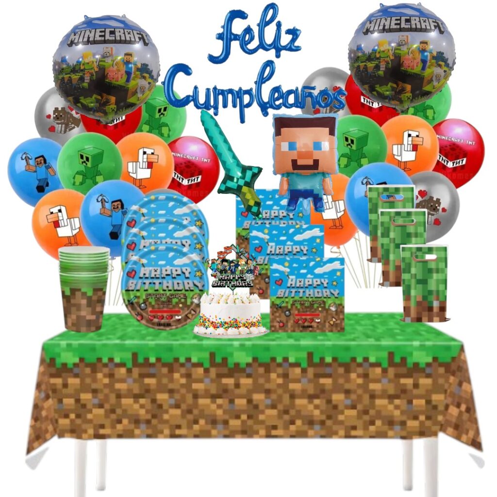 Cotillón Decorativo Globos Minecraft – Tu Fiesta a un Click
