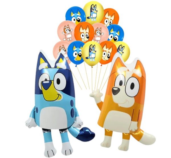 Set Globos Aluminio + Látex   Bluey y Bingo