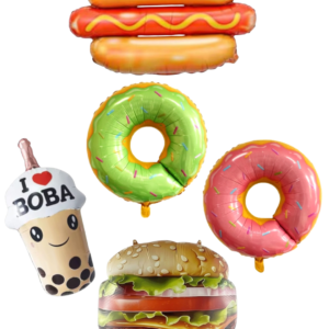 Set Globos Donust ,Pastelito, Hamburguesa 5 piezas
