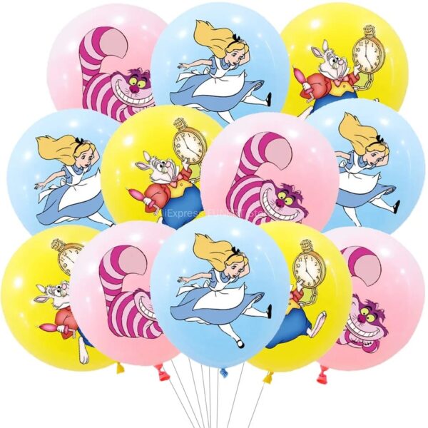 Pack 12 Globos látex Alicia en el país de las maravillas