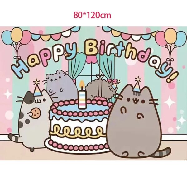 Set Decorativo Globos + Telón Cumpleaños Pusheen Cat - Imagen 3
