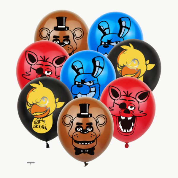 Set Globos látex + Aluminio Cumpleaños Five Nights at  Freddýs ( Fnaf) - Imagen 3