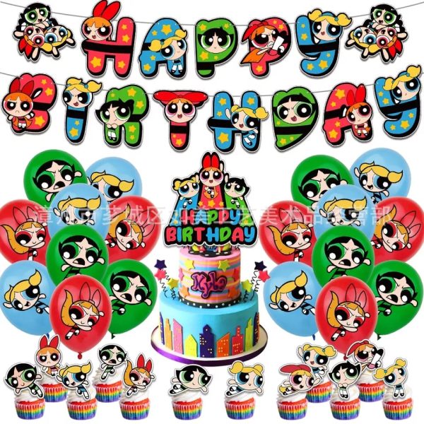 Set Decorativo Cumpleaños Las Chicas Superpoderosas