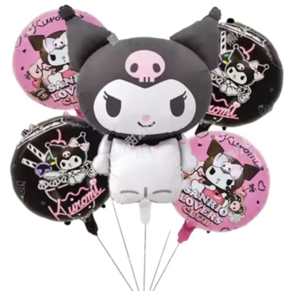 Set Globos Aluminio Kuromi 5 piezas (rosa)