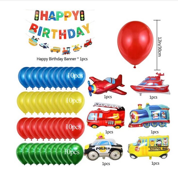Kit de Arco Globos Decorativo Vehículos de Transporte 53pzas - Imagen 2
