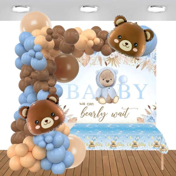 Kit de Arco Globos Decorativos + Fondo Telón Baby Shower (Azul)