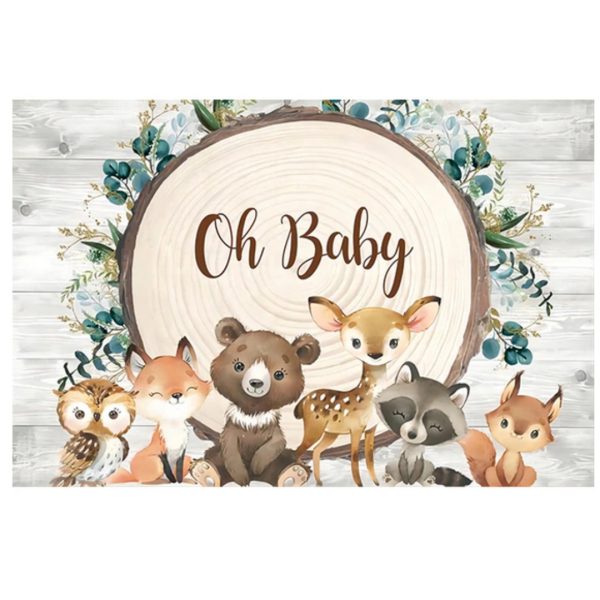 Fondo Telón Decorativo Baby Shower (Animales del Bosque)
