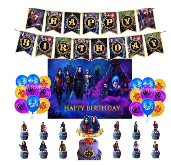 Set Decorativo + Fondo Telón Cumpleaños Descendientes