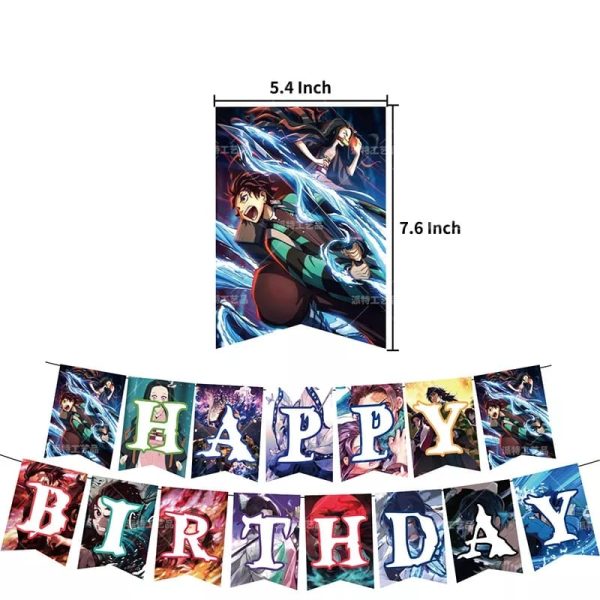 Banderín Guirnalda Decorativa Cumpleaños Demon Slayer