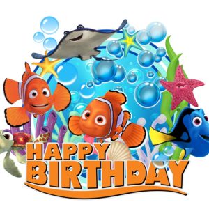 Topper para Torta Cumpleaños Mundo Marino