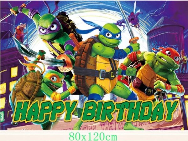 Set Decorativo + Fondo Telón Cumpleaños Tortugas Ninja - Imagen 3