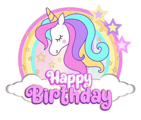 Topper para Torta de Cumpleaños Unicornio