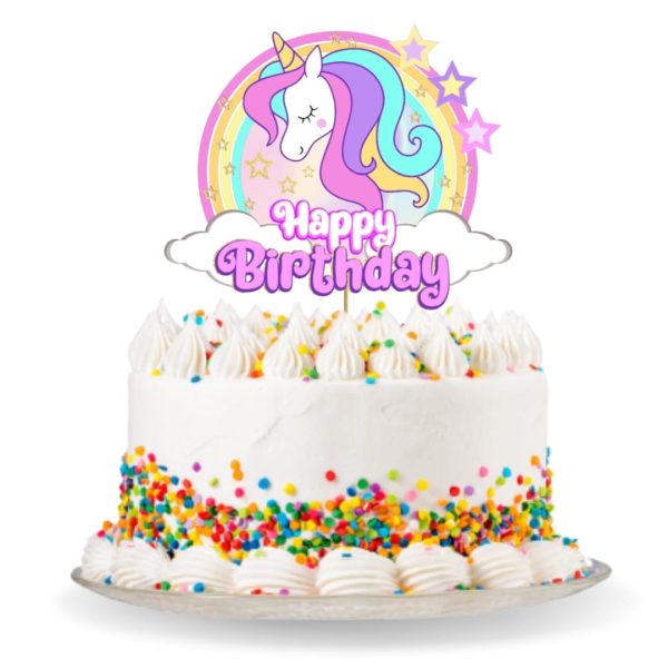 Topper para Torta de Cumpleaños Unicornio - Imagen 2