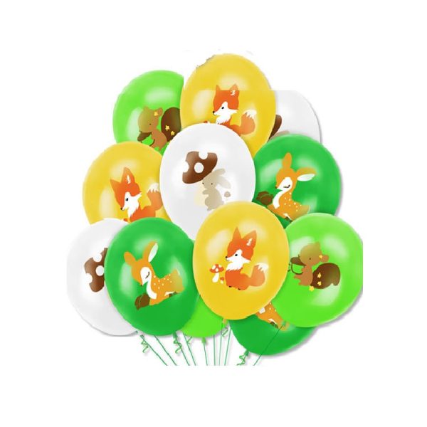 Pack 12 Globos Látex Animales del Bosque