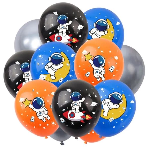 Pack 12 Globos Látex Cumpleaños Astronauta