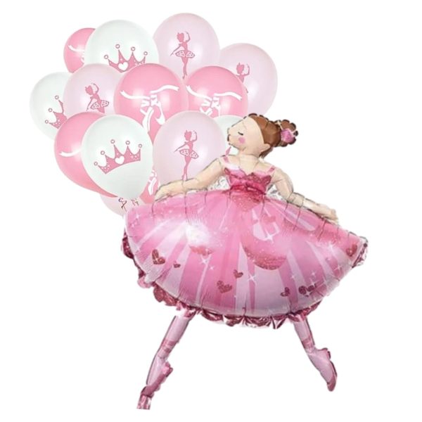 Set 12 Globo Látex Decorativo + Personaje Bailarina